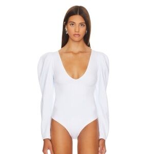 Free People Intimately Va Va Voop Long Sleeve Body Suit puff sleeve
